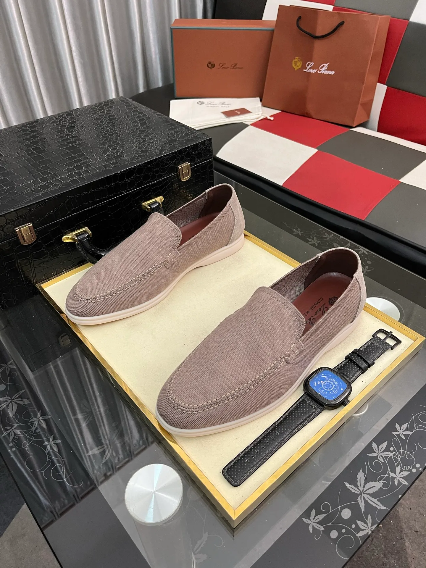 Men's men's shoes💰420⌚️⌚️Loro*Piana pure original 2025 soft and comfortable LP deerskin flat-soled casual star's same style slip-on Loaf men's shoes, size: 38-446️⃣colors available